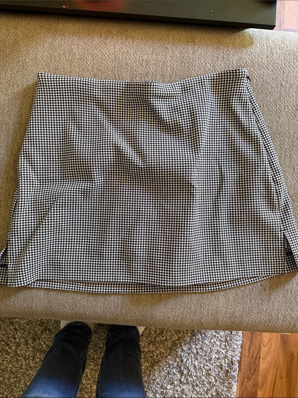 Express Black and White Houndstooth Mini Skirt
